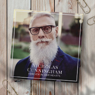 Voor altijd in ons hart Foto Memorial Keepslag Vierkante Button 5,1 Cm