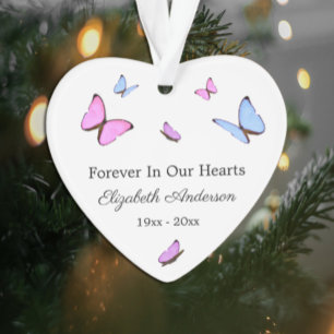 Voor altijd in ons hart gedenkvlinders ornament