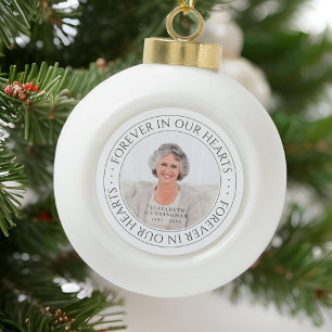 Voor altijd in ons hart Memorial Elegant Foto Keramische Bal Ornament