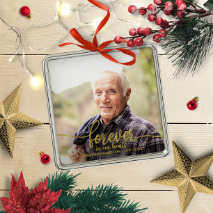 Voor altijd in ons hart Persoonlijke foto Memorial Metalen Ornament