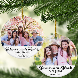 Voor altijd in ons hart Sympathie Memorial 2 Foto Keramisch Ornament