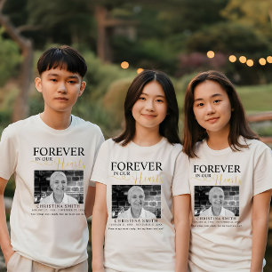 Voor altijd in onze harten Begrafenis Foto Memoria Tri-Blend Shirt