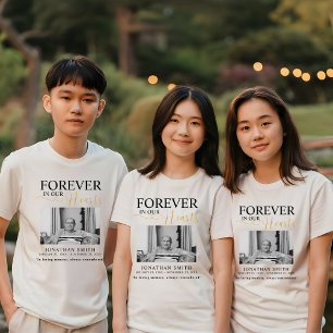 Voor altijd in onze harten Begrafenis Foto Memoria Tri-Blend Shirt