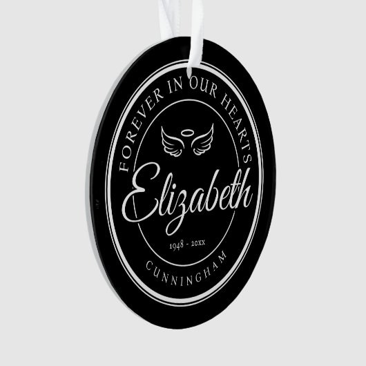 Voor altijd in onze harten Begrafenis Gedenkteken Ornament (voorkant)