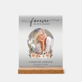 Voor altijd in onze harten begrafenisdienst acryl bord