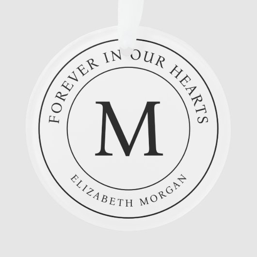 Voor altijd in onze harten Begrafenismonument Mode Ornament (voorkant)