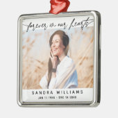 Voor altijd in onze harten Eenvoudig Script Tribut Metalen Ornament (Links)