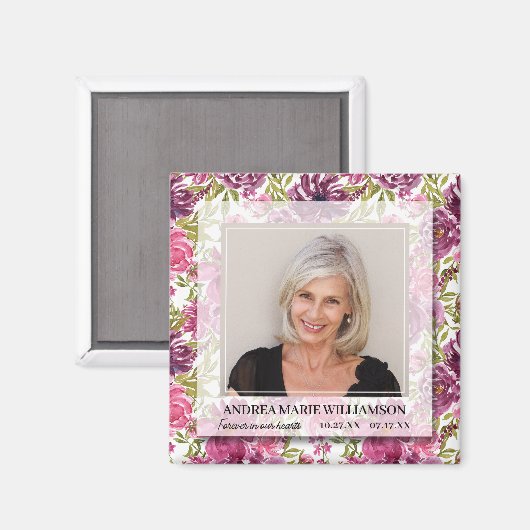 Voor altijd in onze harten Foto Bloemen Magneet (Voorkant / Achterkant)