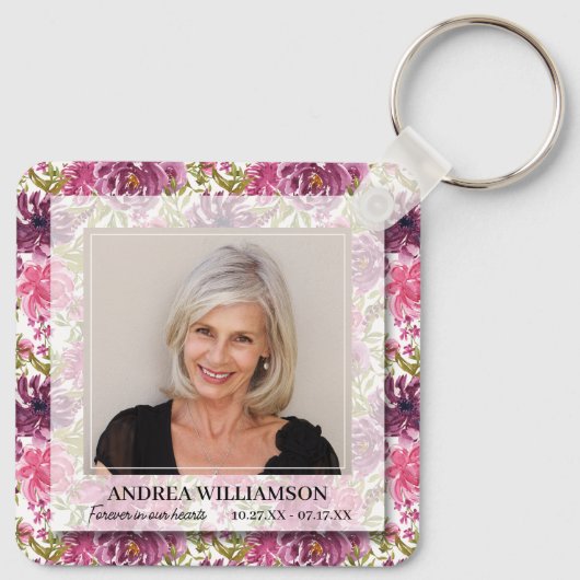 Voor altijd in onze harten Foto Bloemenmonument Sleutelhanger (Achterkant)