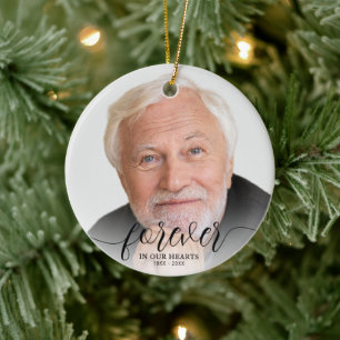 Voor altijd in onze harten Foto Memorial Keepsake Keramisch Ornament