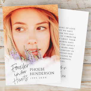Voor altijd in onze harten Memorial Moderne Foto Bedankkaart