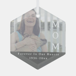 VOOR ALTIJD in onze harten Moeder Foto Memorial Glas Ornament