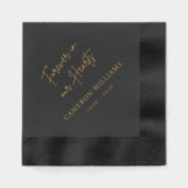 Voor altijd in onze harten naam datum zwarte begra folie servetten (Voorkant)