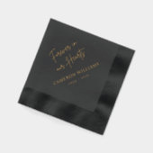 Voor altijd in onze harten naam datum zwarte begra folie servetten (Links)