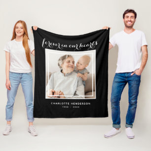 Voor altijd in onze harten of aangepaste tekst fot fleece deken