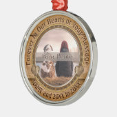 Voor altijd in onze hartenversiering, jouw FOTO, T Metalen Ornament (Links)