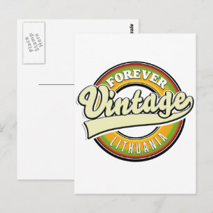 Voor altijd Litouwen vintage logo. Briefkaart
