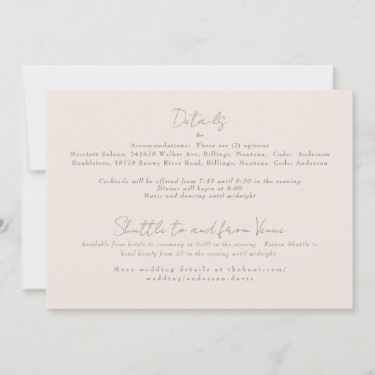 Voor altijd trouwe blushing Bride Wedding Detail Kaart (Voorkant)