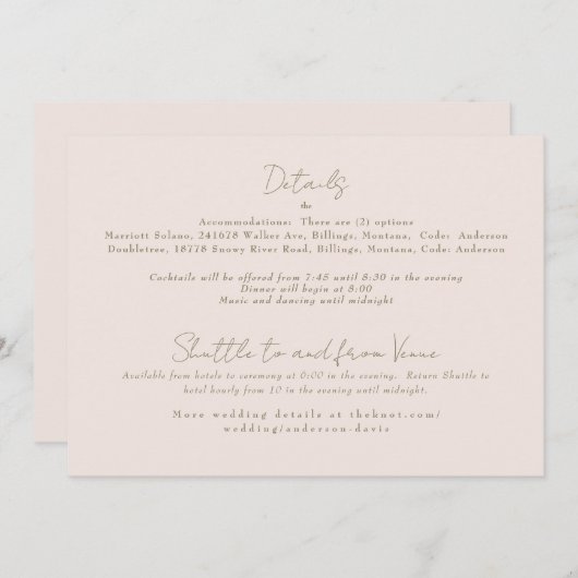 Voor altijd trouwe blushing Bride Wedding Detail Kaart (Voorkant / Achterkant)