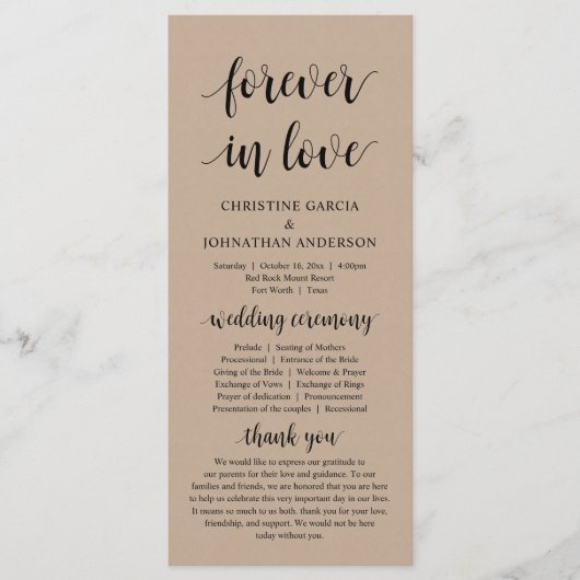 Voor altijd verliefd, Moderne Trouwceremonie, Kraf Programma (Voorkant)