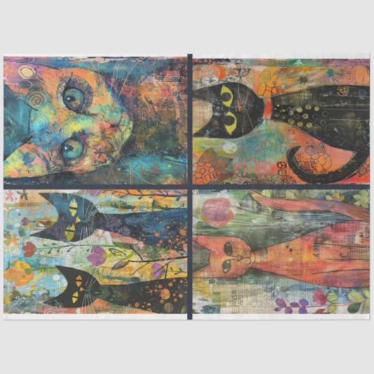 Voor artiest Cat Theme Junk Journal Achtergrond 1 Tissuepapier (Voorkant)