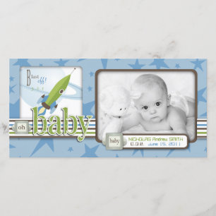 Voor Baby Boy Photo Card Aankondiging