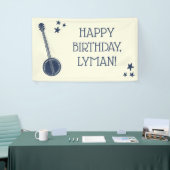Voor banjo-spelers op Navy Blue Personalized Party Spandoek (Beurs)