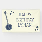 Voor banjo-spelers op Navy Blue Personalized Party Spandoek (Horizontaal)