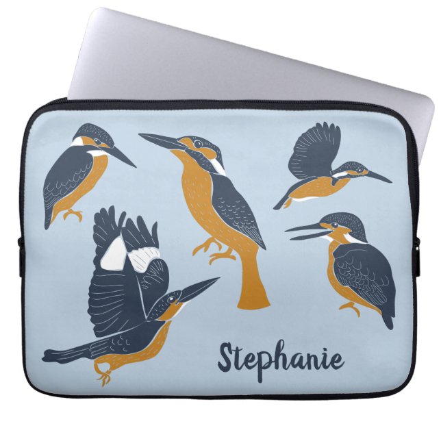 Voor Bird Lovers Cozy Kingfish Personalized Laptop Sleeve (Voorkant)