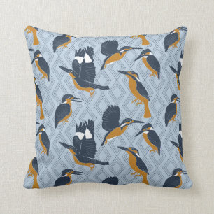 Voor "Bird Lovers Cozy Kingfishers Pattered" Kussen