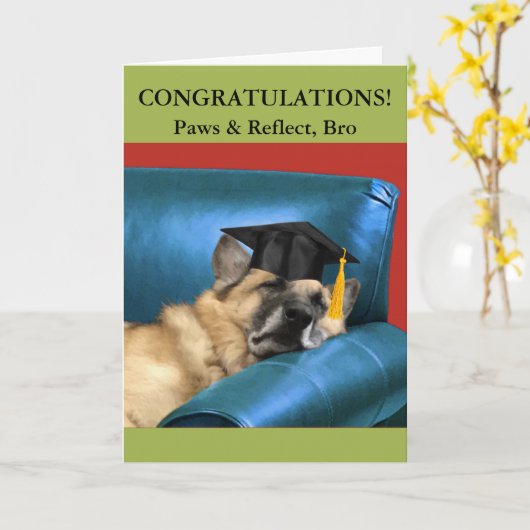 Voor Bro Afstuderen Duitse herder rust Kaart (Gele Bloem)