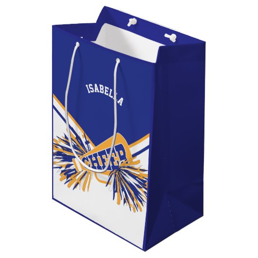 Voor Cheerleaders - White, Blue en Gold - Medium Medium Cadeauzakje (Voorkant Gekanteld)