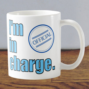 Voor de baas. Bericht zegt dat ik de baas ben. Koffiemok