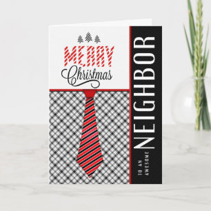 voor de buurvrouw Merry Kerstmis Masculine Necktie Feestdagen Kaart