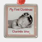 Voor de eerste Kerstmis, naam, Metalen Ornament (Voorkant)