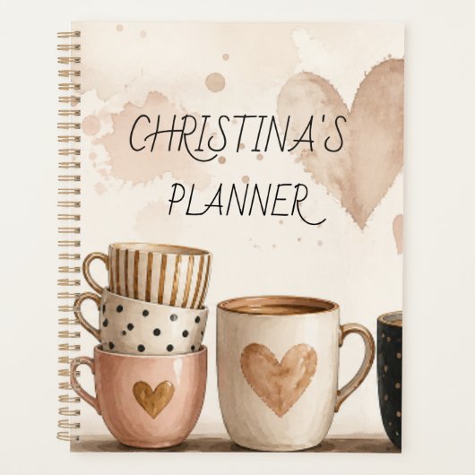 Voor de koffieliefhebber aangepaste naam planner (Voorkant)
