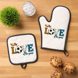 Voor de liefde van de spelmedaillerluipaard ovenwant & pannenlap set