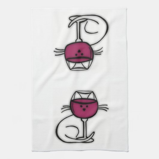 Voor de LIEFDE van Wijn & Katten Dish Towel Theedoek (Verticaal)
