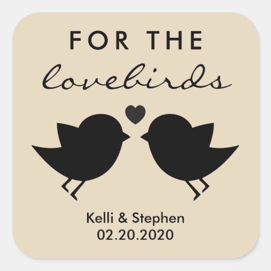 Voor de Lovebirds, Wedding Bird Seed Stickers (Voorkant)