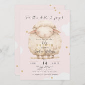 Voor dit kind bad ik religieus roze lamsmeisje kaart (Voorkant / Achterkant)