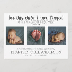 Voor dit kind heb ik geboorteaankondiging gebeden aankondiging