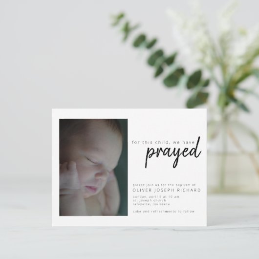 Voor dit kind hebben we baptisme uitnodiging P (Staand voorkant)