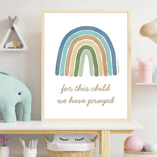 Voor dit kind hebben we Boho Blue Rainbow Poster g
