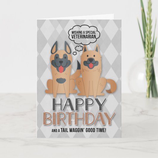 voor Dogs Birthday Cute Cartoon van de dierenarts Kaart (Voorkant)