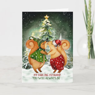 voor echtgenoot met Kerstmis Eekhoorns verliefd Feestdagen Kaart