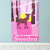 Voor een avontuur Zweedse retro reisposter Canvas Afdruk (Insitu (Houten vloer))