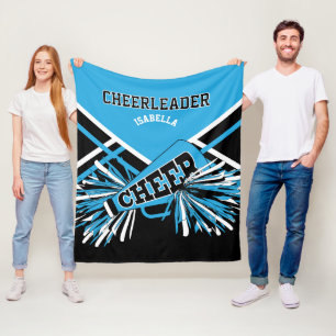 Voor een Cheerleader 📣 - Babyblauw, Zwart & Wit Fleece Deken