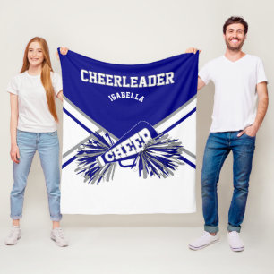 Voor een 📣 Cheerleader - blauw, grijs en wit Fleece Deken