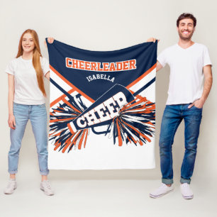 Voor een Cheerleader 📣 - Navy Blue, Oranje & wi Fleece Deken