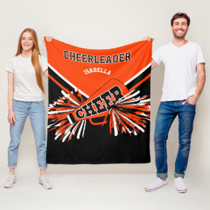 Voor een 📣 Cheerleader - Oranje, zwart en wit Fleece Deken